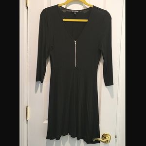 EXPRESS Black zip front skater dress
